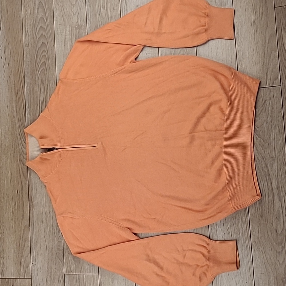 MAUS‎ & HOFFMAN Pastel Orange Peach Pima Cotton Mens M Half Zip Pullover Sweater